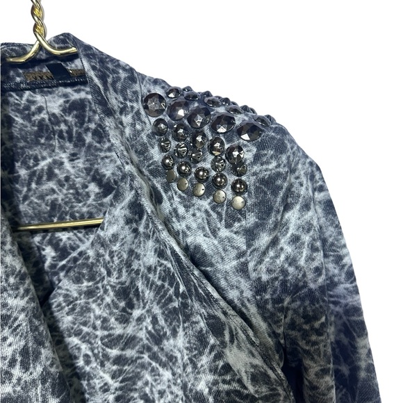 Bad B Vibes Acid Wash Look Akira Tie Back Studded Blazer Small - Picture 6 of 15